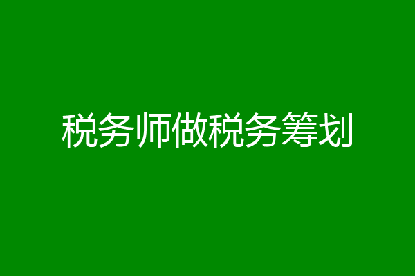 税务师做税务筹划