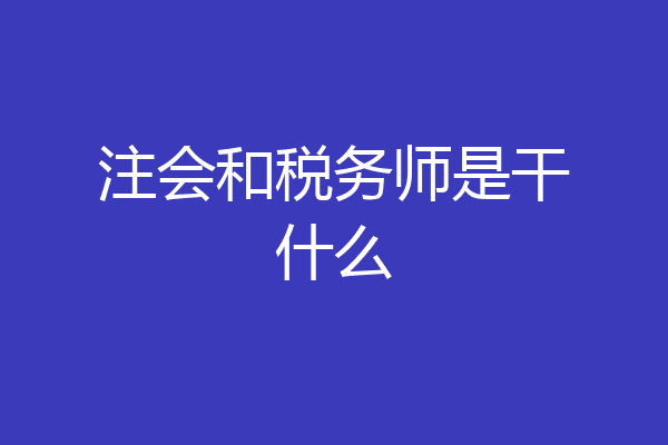 注会和税务师是干什么
