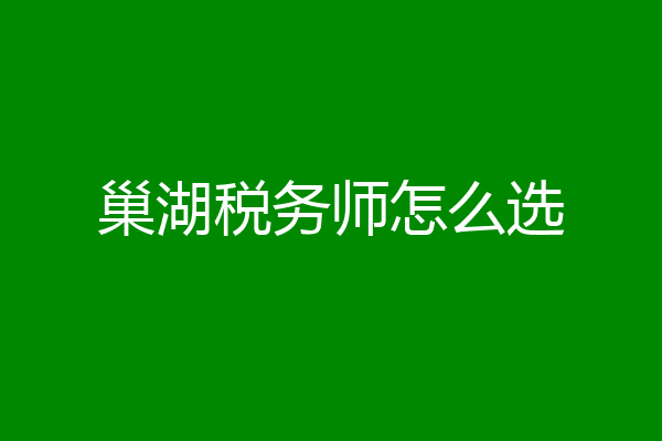 巢湖税务师怎么选