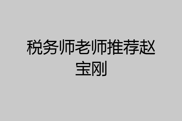 税务师老师推荐赵宝刚