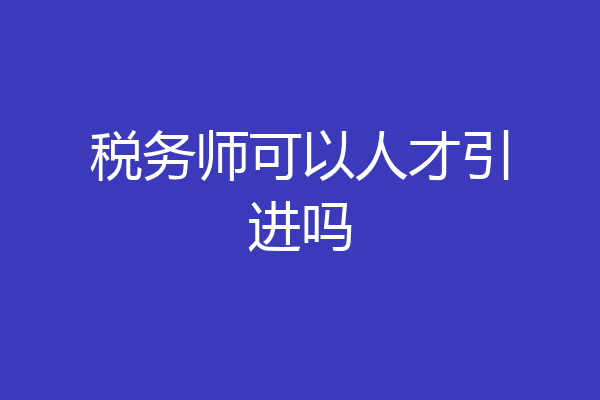 税务师可以人才引进吗