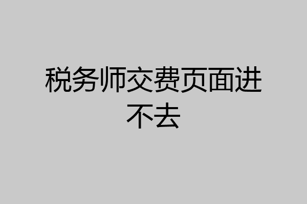 税务师交费页面进不去