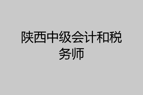 陕西中级会计和税务师