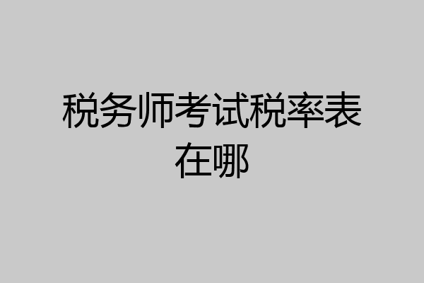 税务师考试税率表在哪
