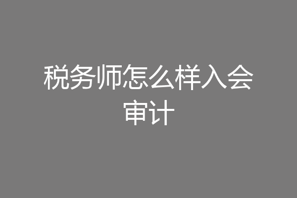 税务师怎么样入会审计