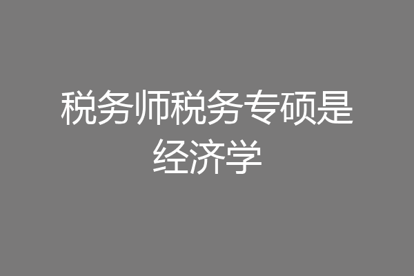 税务师税务专硕是经济学