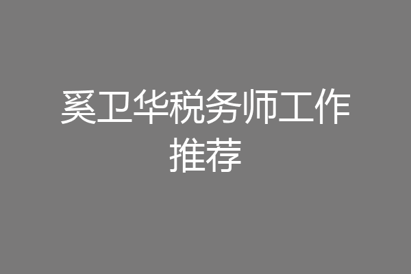 奚卫华税务师工作推荐