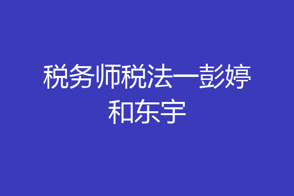 税务师税法一彭婷和东宇
