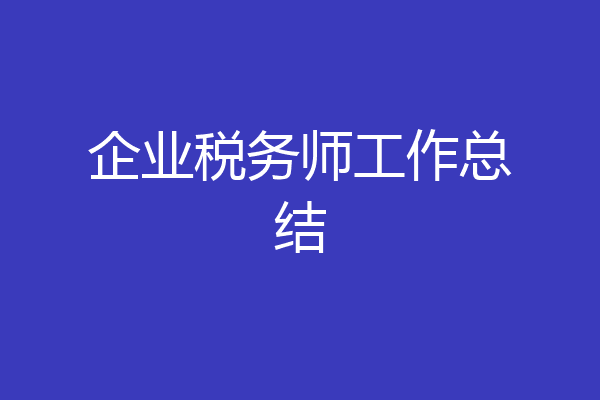 企业税务师工作总结