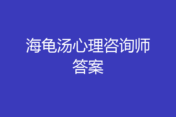 海龟汤心理咨询师答案