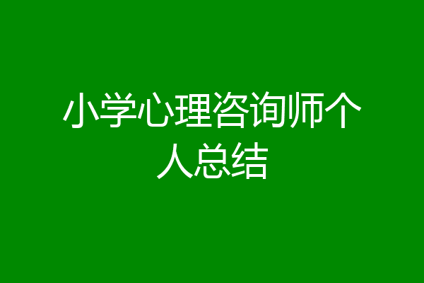 小学心理咨询师个人总结