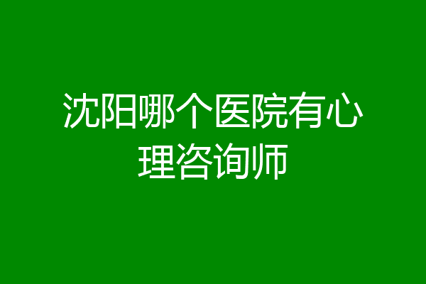 沈阳哪个医院有心理咨询师