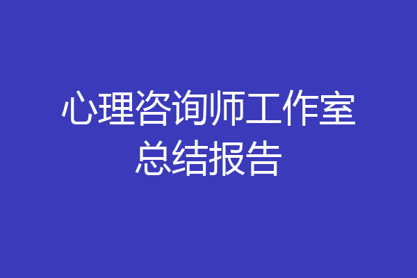 心理咨询师工作室总结报告