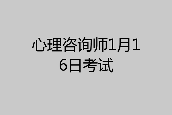 心理咨询师1月16日考试