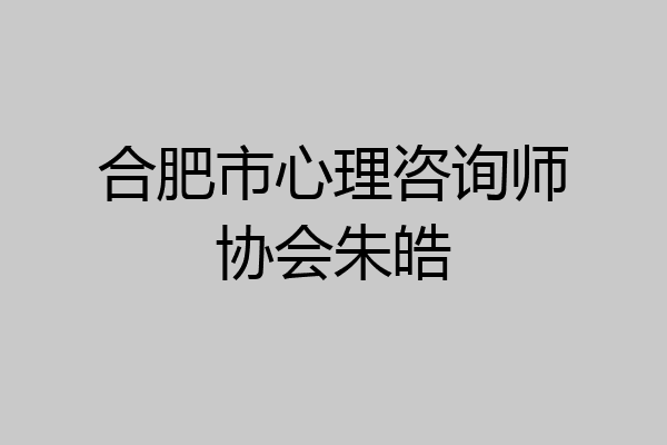 合肥市心理咨询师协会朱皓