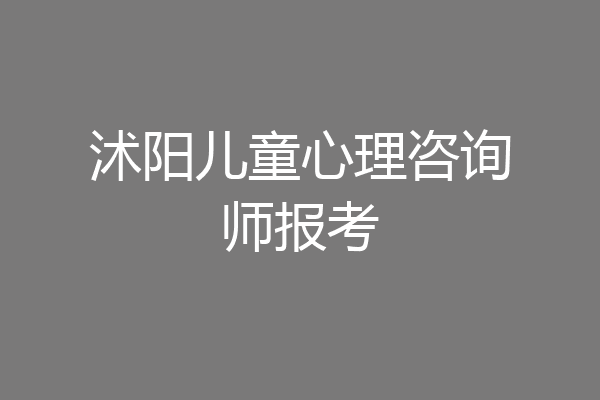 沭阳儿童心理咨询师报考