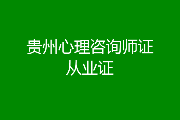 贵州心理咨询师证从业证