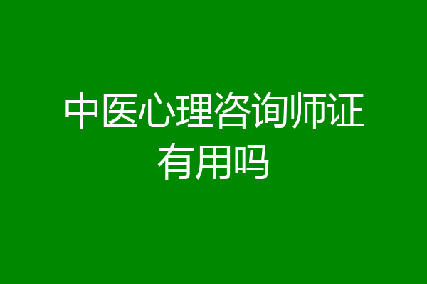 中医心理咨询师证有用吗