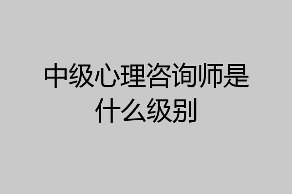 中级心理咨询师是什么级别