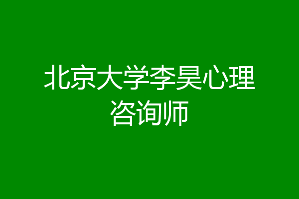 北京大学李昊心理咨询师