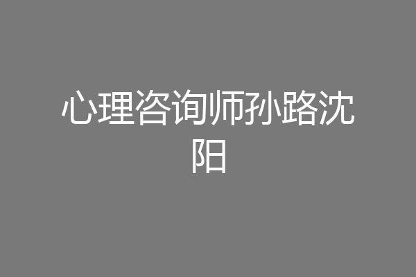 心理咨询师孙路沈阳
