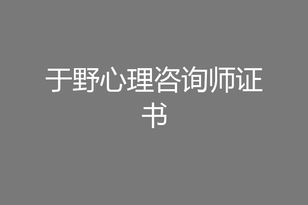 于野心理咨询师证书