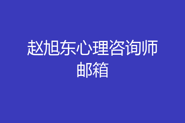 赵旭东心理咨询师邮箱