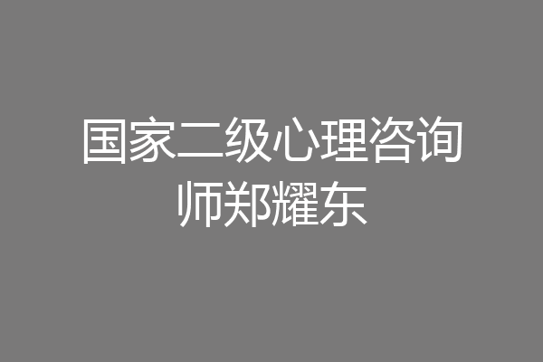 国家二级心理咨询师郑耀东