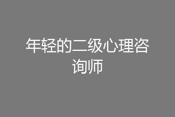 年轻的二级心理咨询师