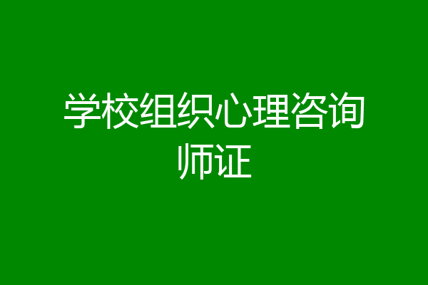 学校组织心理咨询师证