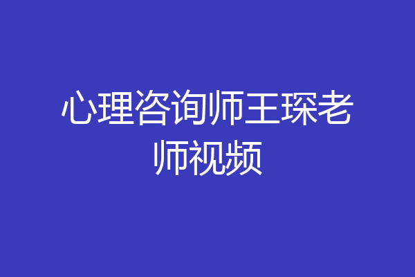 心理咨询师王琛老师视频