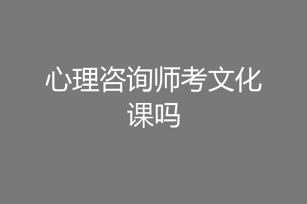 心理咨询师考文化课吗