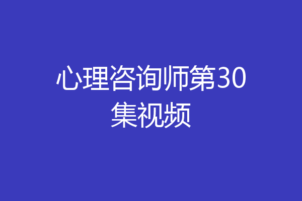 心理咨询师第30集视频