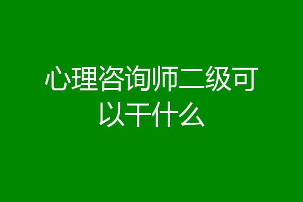 心理咨询师二级可以干什么