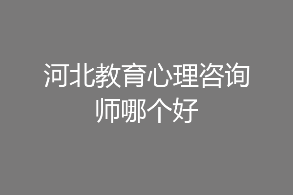 河北教育心理咨询师哪个好
