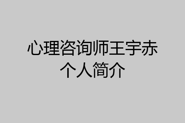 心理咨询师王宇赤个人简介