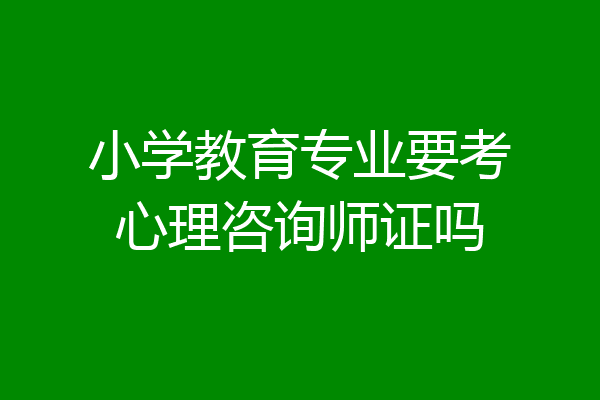 小学教育专业要考心理咨询师证吗