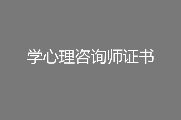 学心理咨询师证书