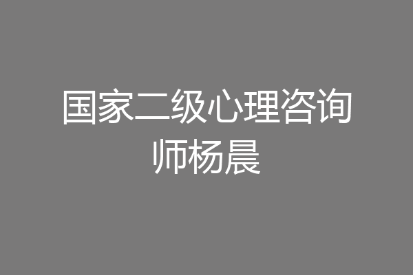 国家二级心理咨询师杨晨