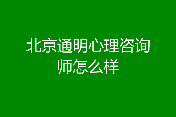 北京通明心理咨询师怎么样