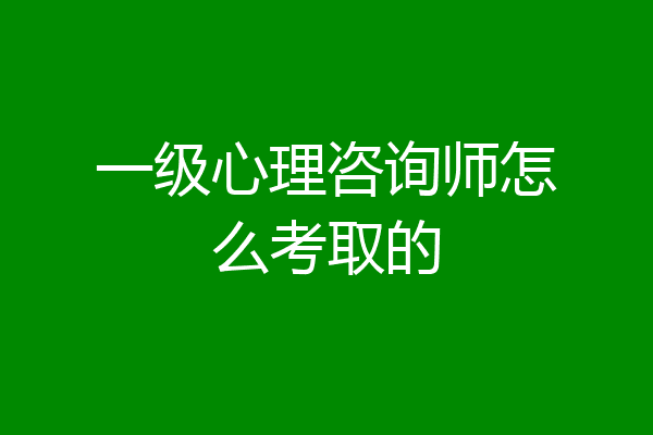 一级心理咨询师怎么考取的