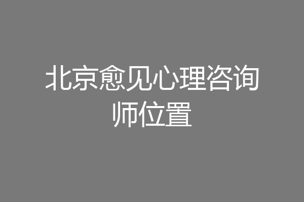 北京愈见心理咨询师位置
