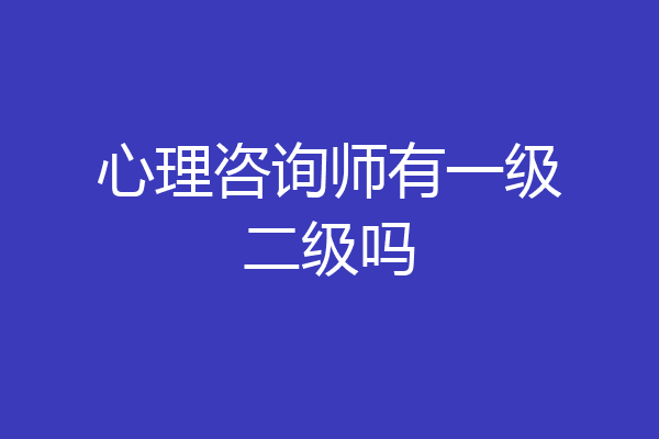 心理咨询师有一级二级吗
