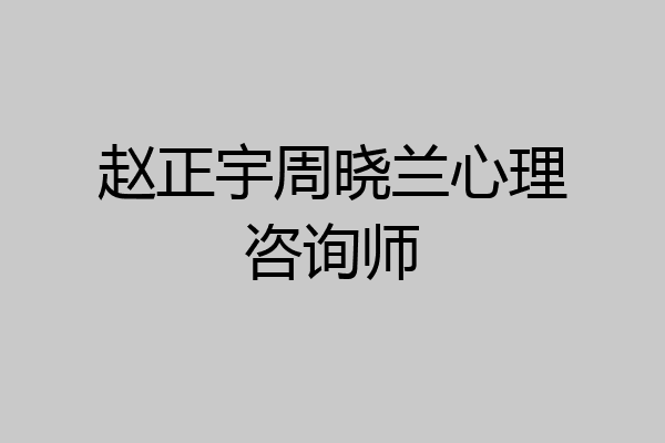赵正宇周晓兰心理咨询师