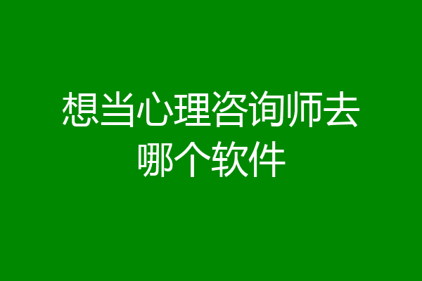 想当心理咨询师去哪个软件