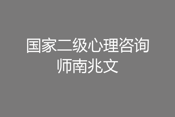 国家二级心理咨询师南兆文