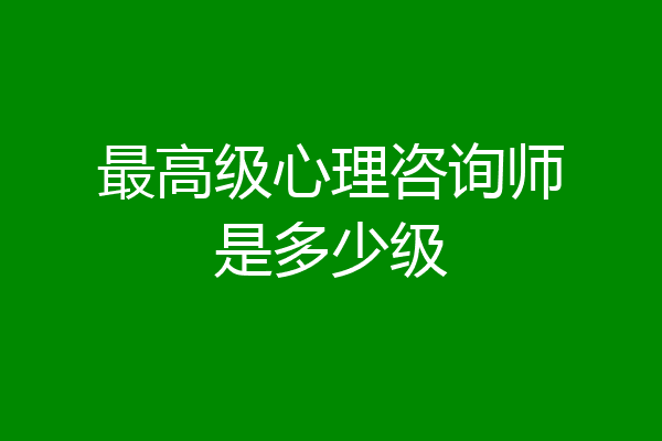 最高级心理咨询师是多少级