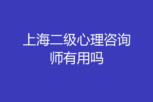 上海二级心理咨询师有用吗