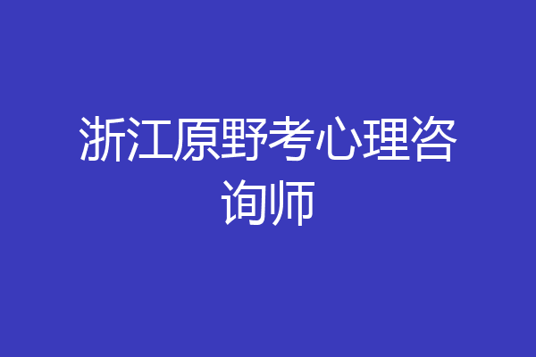 浙江原野考心理咨询师