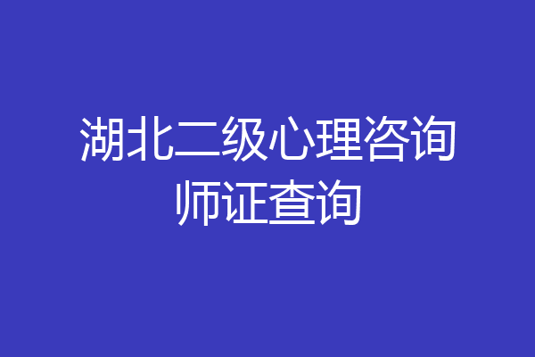 湖北二级心理咨询师证查询